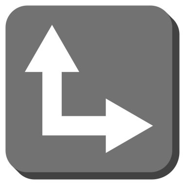 Bifurkasyon ok sağa yukarı yuvarlak kare vektör simgesi