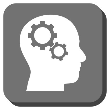 Beyin Gears yuvarlak kare vektör simgesi