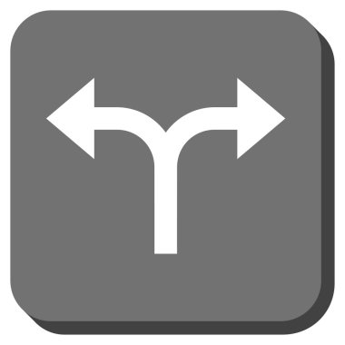 Bifurkasyon oklar sola doğru kare vektör simge yuvarlak