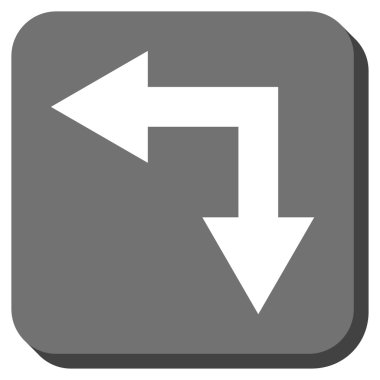 Bifurkasyon ok sol aşağı kare vektör simge yuvarlak