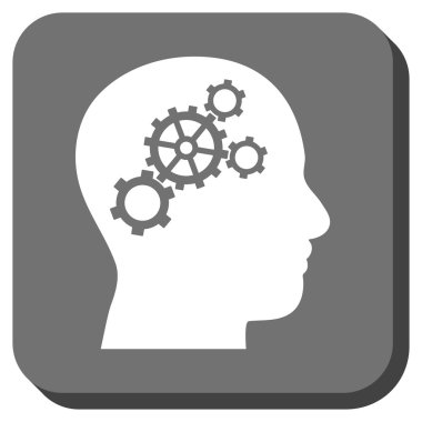 Beyin Gears yuvarlak kare vektör simgesi