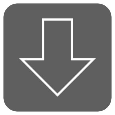 Düz aşağı ok vektör simgesi kare