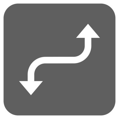 Tam tersi kavisli ok düz kare vektör simgesi