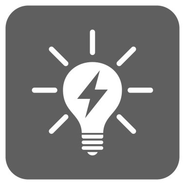 Elektrik ışık ampul düz kare vektör simgesi