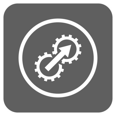 Dişli Tümleştirme düz kare vektör simgesi