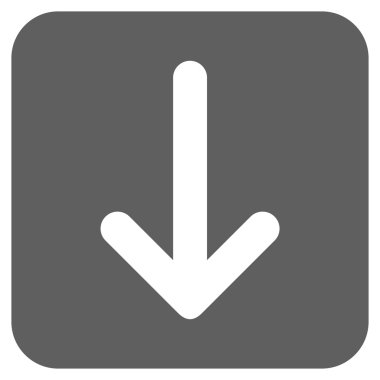 Düz aşağı ok vektör simgesi kare
