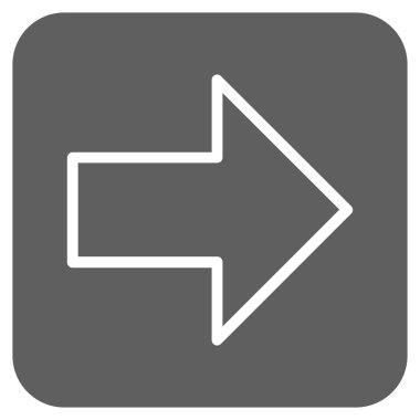 Ok sağ düz vektör simgesi kare