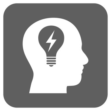 Kafası ampul düz kare vektör simgesi