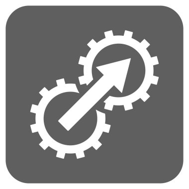 Dişli Tümleştirme düz kare vektör simgesi