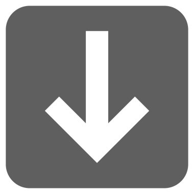 Düz aşağı ok vektör simgesi kare