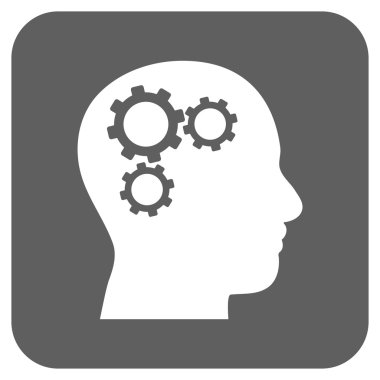 Beyin vites düz kare vektör simgesi