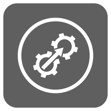 Dişli Tümleştirme düz kare vektör simgesi