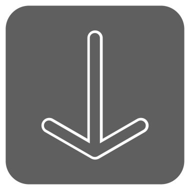 Düz aşağı ok vektör simgesi kare