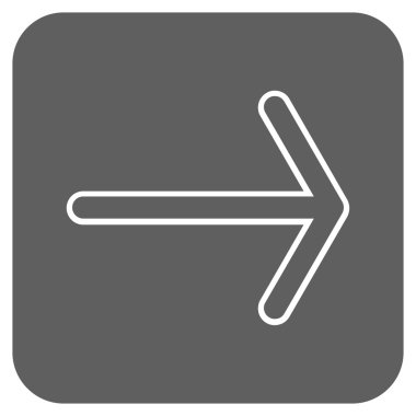 Ok sağ düz vektör simgesi kare