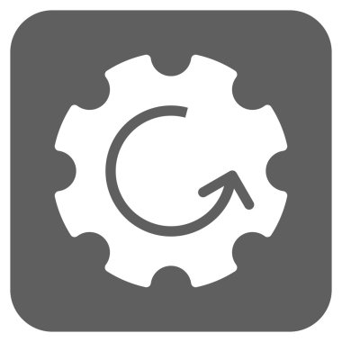 Dişli döndürme düz kare vektör simgesi