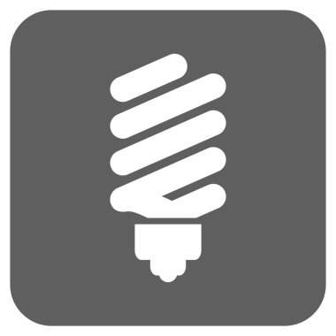 Floresan ampul düz kare vektör simgesi