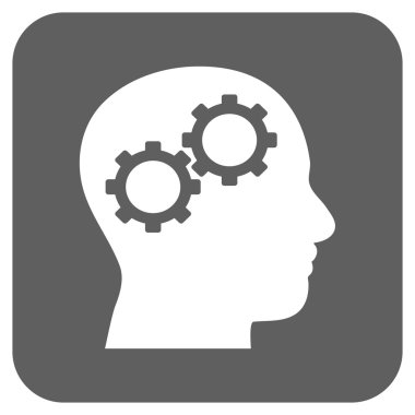 Beyin vites düz kare vektör simgesi