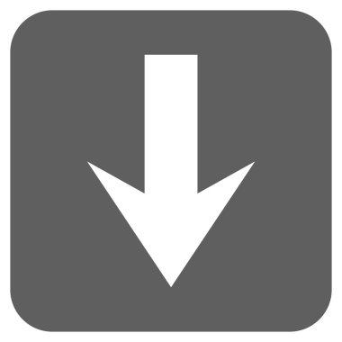 Düz aşağı ok vektör simgesi kare
