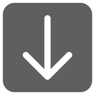 Düz aşağı ok vektör simgesi kare