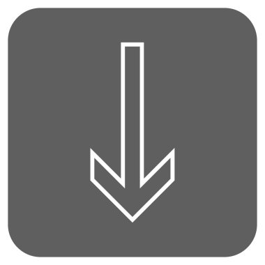 Düz aşağı ok vektör simgesi kare