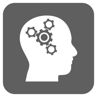 Beyin mekanik düz kare vektör simgesi