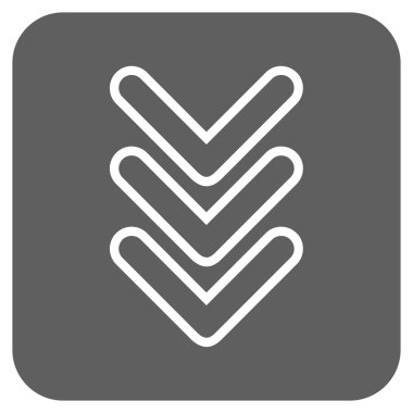 İşaretçi aşağı düz kare vektör simge üçlü