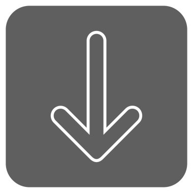 Düz aşağı yönlü ok vektör simgesi kare