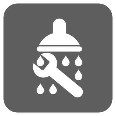 Duş sıhhi tesisat düz kare vektör simgesi