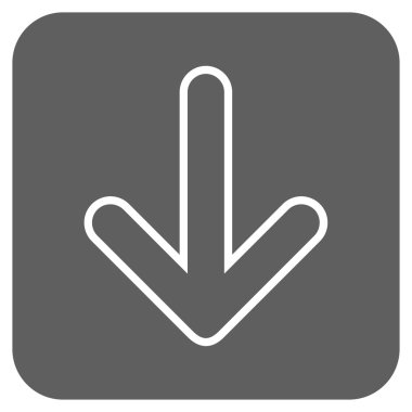 Düz aşağı yönlü ok vektör simgesi kare