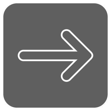 Yuvarlak ok sağ düz vektör simgesi kare