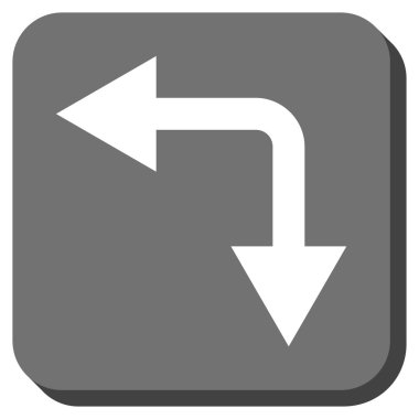 Bifurkasyon ok sol aşağı kare vektör simge yuvarlak