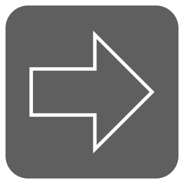 Ok sağ düz vektör simgesi kare