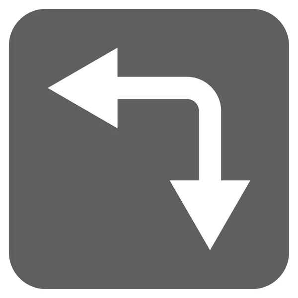 Flèche de bifurcation vers le bas Icône vectorielle carrée gauche — Image vectorielle