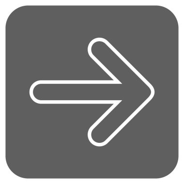 Yuvarlak ok sağ düz vektör simgesi kare