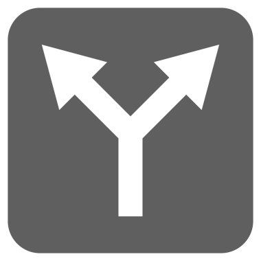 Düz yukarı çatallanma ok vektör simgesi kare