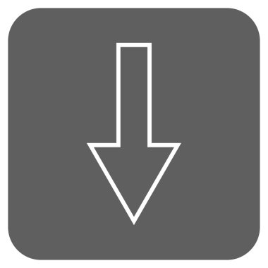 Düz aşağı ok vektör simgesi kare