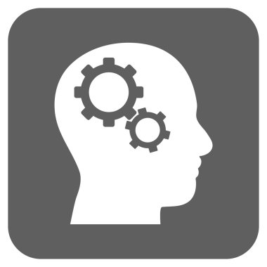 Beyin vites düz kare vektör simgesi