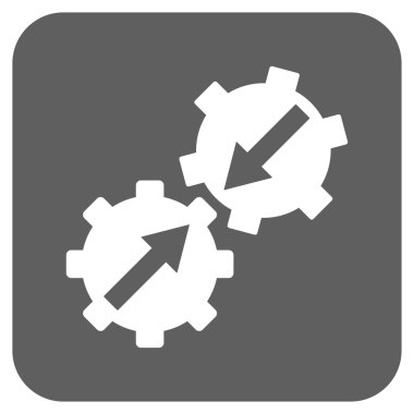 Dişli Tümleştirme düz kare vektör simgesi