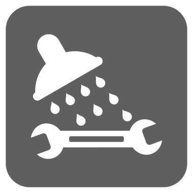 Duş sıhhi tesisat düz kare vektör simgesi