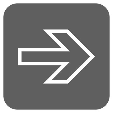 Ok sağ düz vektör simgesi kare