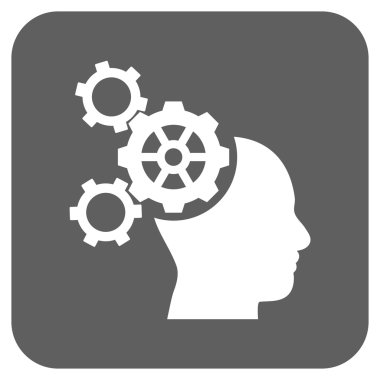 Beyin mekanik düz kare vektör simgesi