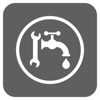 Sıhhi tesisat düz kare vektör simgesi