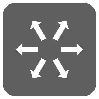 Radyal oklar düz kare vektör simgesi