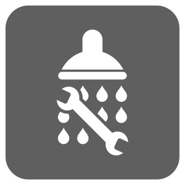 Duş sıhhi tesisat düz kare vektör simgesi