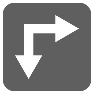 Vektör simge çatallanma ok sağ aşağı düz kare