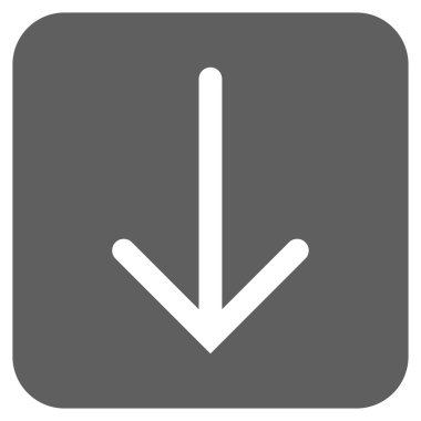 Düz aşağı ok vektör simgesi kare