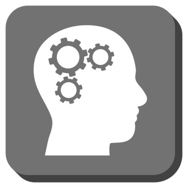 Beyin Gears yuvarlak kare vektör simgesi