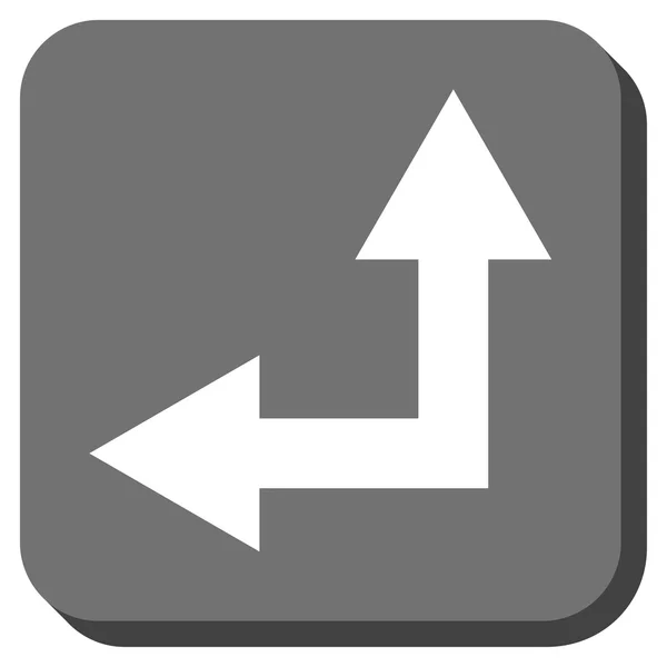 Bifurcação seta esquerda para cima arredondado vetor quadrado ícone — Vetor de Stock