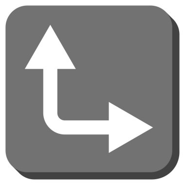 Bifurkasyon ok sağa yukarı yuvarlak kare vektör simgesi