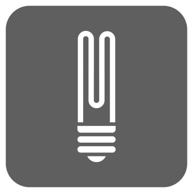 Floresan ampul düz kare vektör simgesi